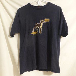 AIRWALK, short sleeve t-shirt, navy with design on front and print on back, EUC